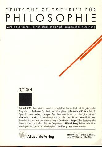 Deutsche Zeitschrift für Philosophie. Zweimonatsschrift der internationalen philosophischen Forschung 3/2001.
