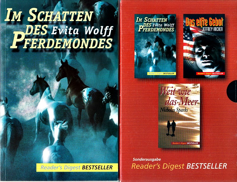 Reader's Digest Bestseller Sonderausgabe: Im Schatten des Pferdemondes. Das elfte Gebot. Weit wie das Meer. Box mit drei Taschenbüchern