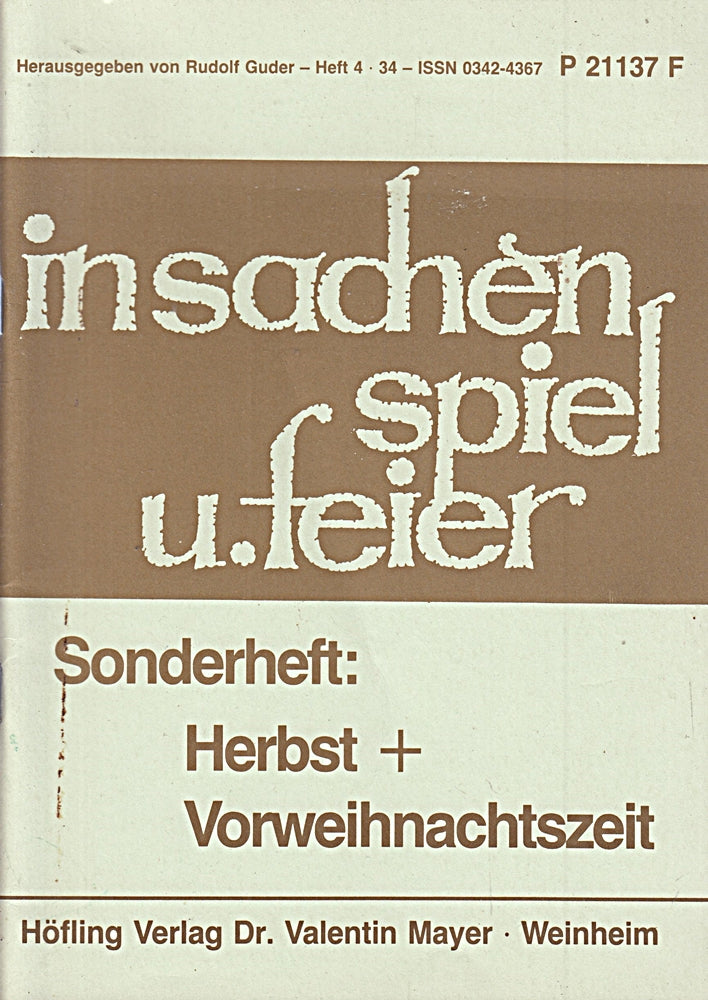 in sachen spiel u. feier- Sonderheft : Herbst und Weihnachtszeit Heft 34