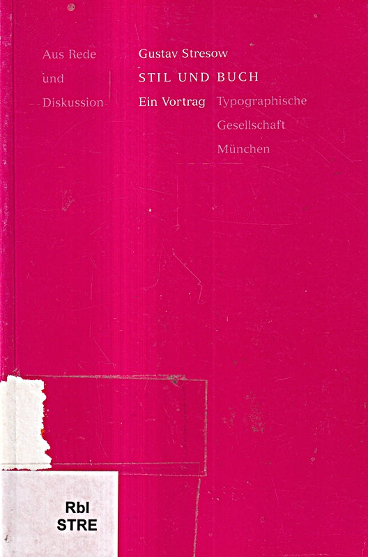 Stil und Buch. Ein Vortrag.