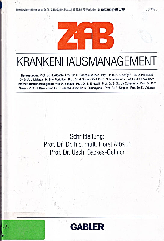 Krankenhausmanagement (ZfB Special Issue 5 Band 5)