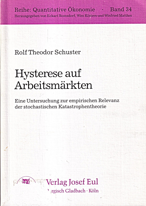 Hysterese auf Arbeitsmarkten: Eine Untersuchung zur empirischen Relevanz der stochastischen Katastrophentheorie (Reihe Quantitative Okonomie) (German Edition)