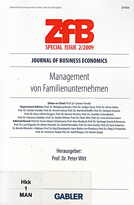 Management von Familienunternehmen: Z. Tl. in engl. Sprache (ZfB Special Issue)