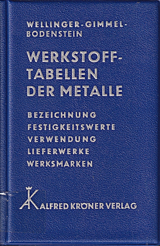 Werkstoff-Tabellen der Metalle - Bezeichnung  Festigkeitswerte  Verwendung  Lieferwerke