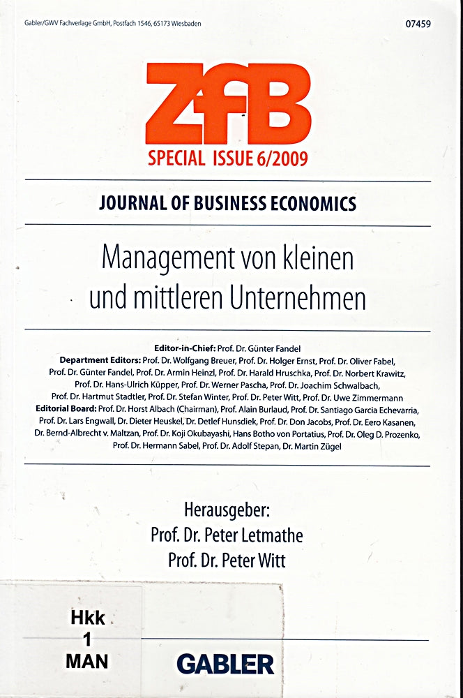 Management in kleinen und mittleren Unternehmen (ZfB Special Issue)