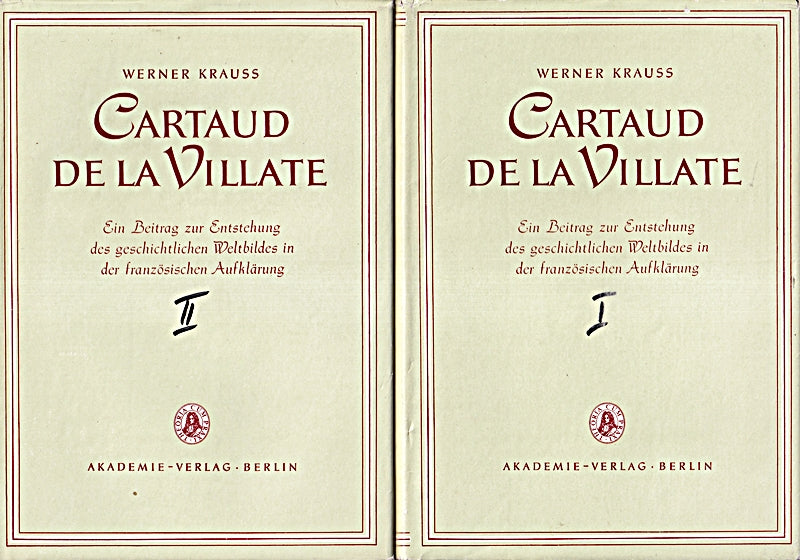Cartaud de la Villate. Ein Beitrag zur Entstehung des geschichtlichen Weltbildes in der französischen Aufklärung. 2 Bde.