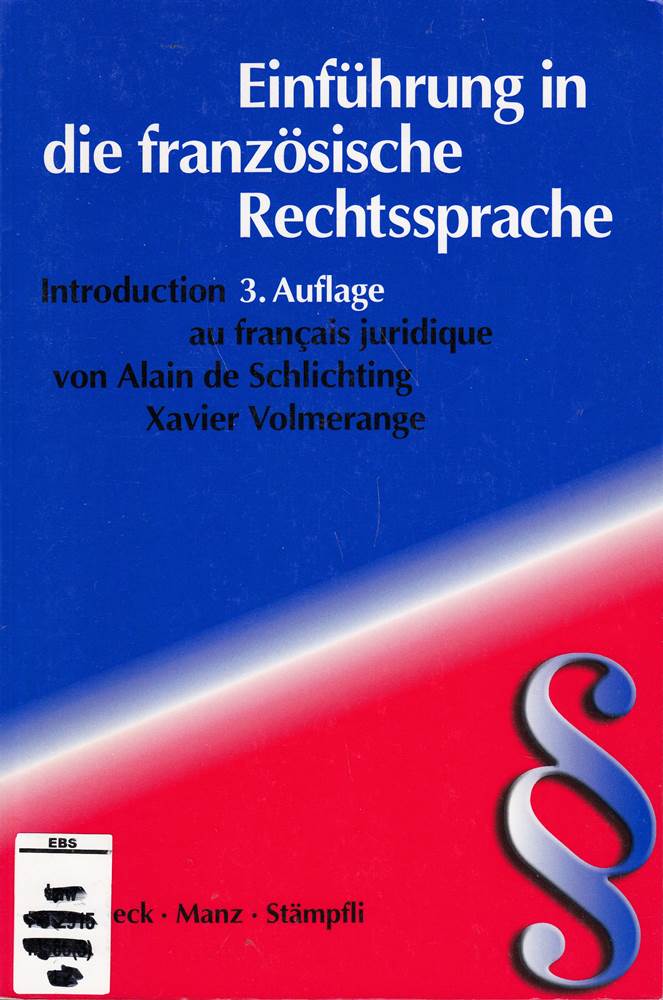 Einführung in die französische Rechtssprache (Rechtssprache des Auslands)