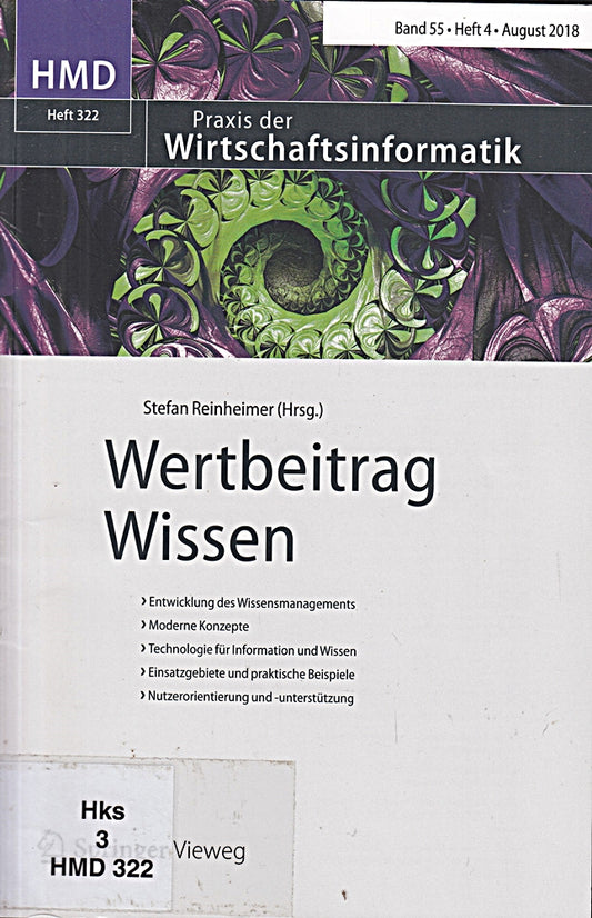 Praxis der Wirtschaftsinformatik : Wertbeitrag Wissen  Band 55  Heft 4