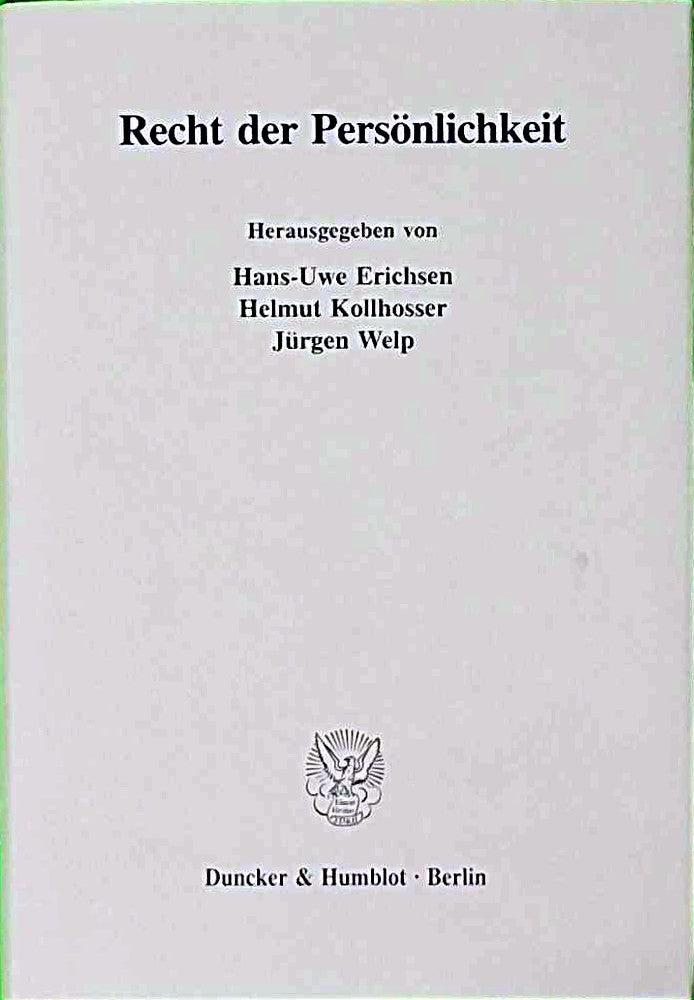 Recht der Persönlichkeit. (Münsterische Beiträge zur Rechtswissenschaft  Band 100)
