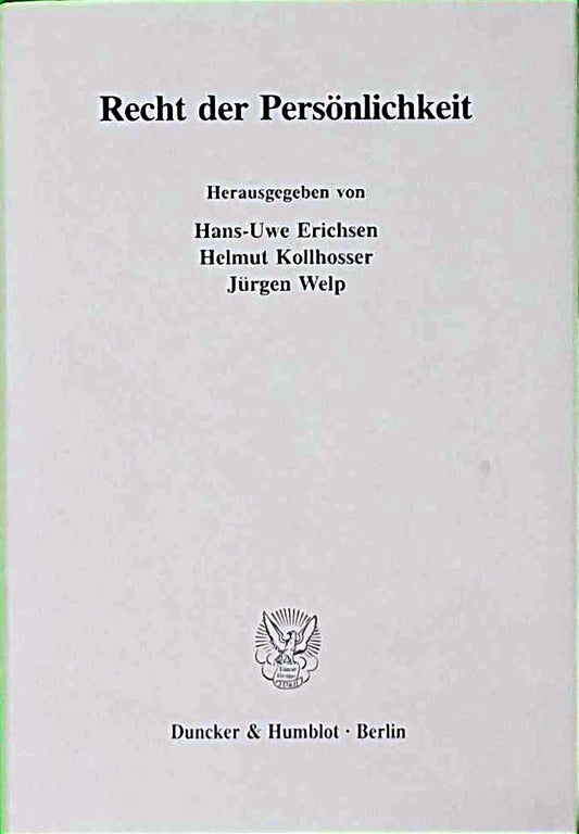 Recht der Persönlichkeit. (Münsterische Beiträge zur Rechtswissenschaft  Band 100)