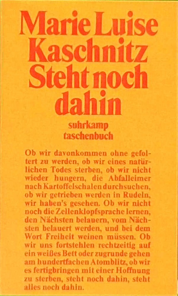 [suhrkamp-taschenbücher] suhrkamp-taschenbuch ; 57 Steht noch dahin