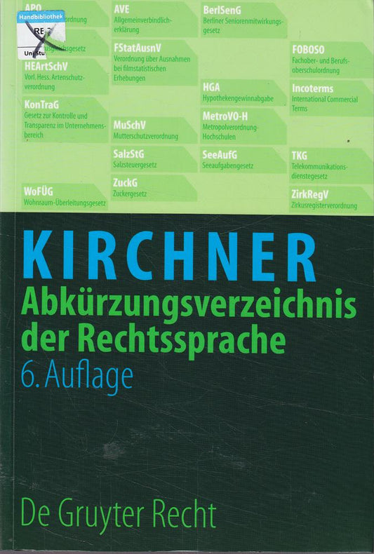 Kirchner. Abkürzungsverzeichnis der Rechtssprache