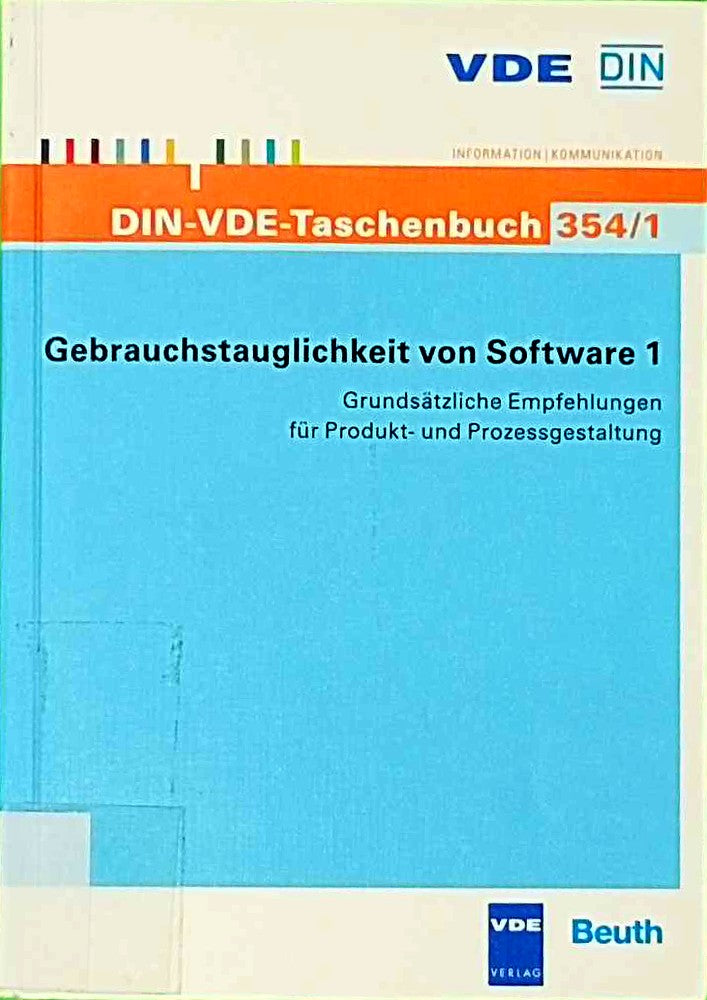 Gebrauchstauglichkeit von Software 1 (DIN-VDE-TB 354/1) (DIN-VDE-Taschenbücher)