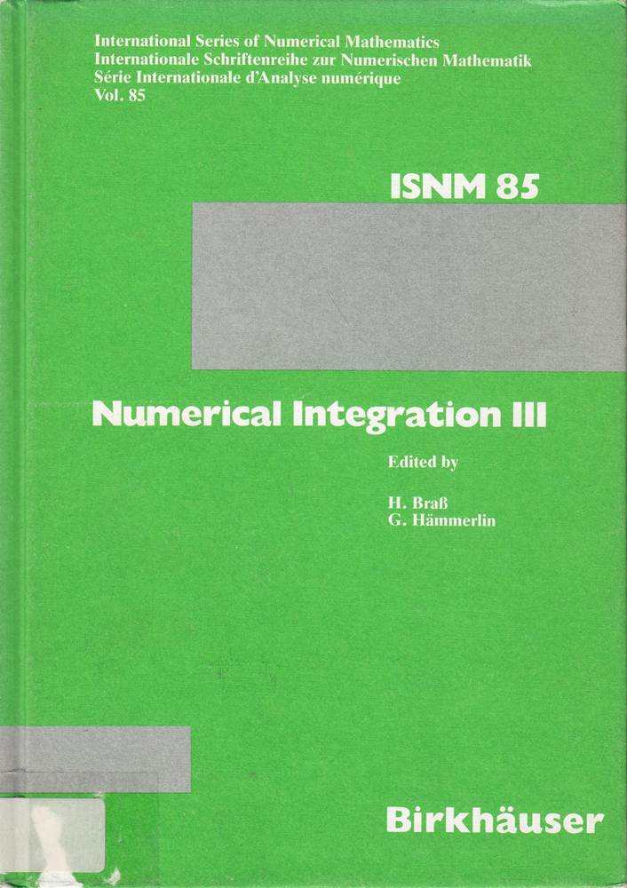 Numerical Integration III (International Series of Numerical Mathematics)