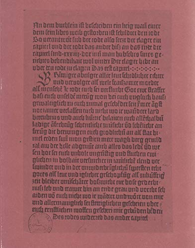 Incunabula Incunabulorum. Früheste Werke der Buchdruckkunst. Mainz  Bamberg  Straßburg 1454-1469.
