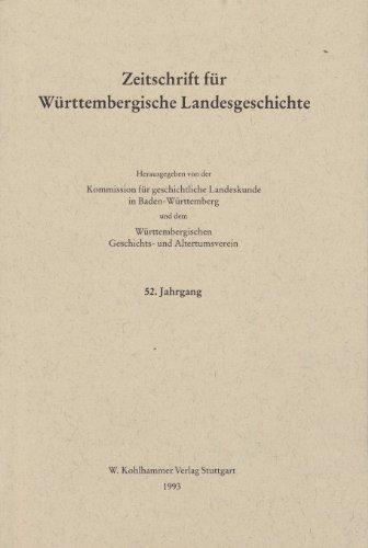 Zeitschrift für Württembergische Landesgeschichte  52. Jahrgang 1993