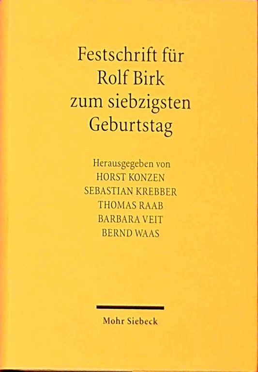 Festschrift für Rolf Birk zum siebzigsten Geburtstag: Z. Tl. in engl. Sprache