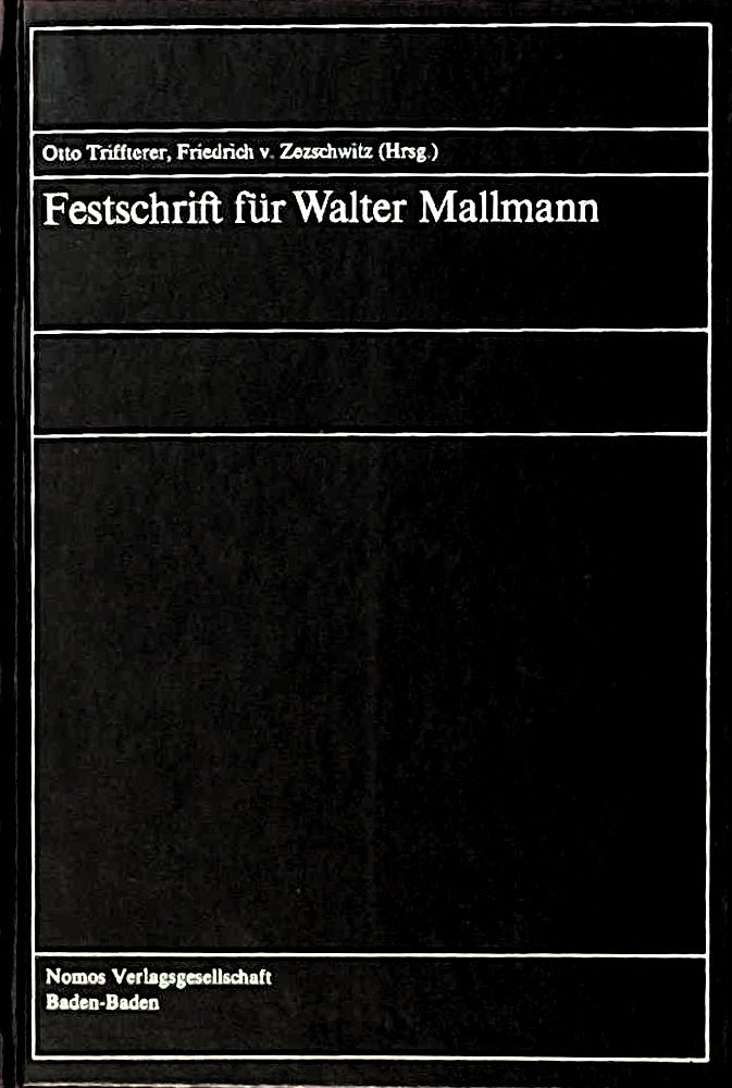 Festschrift für Walter Mallmann